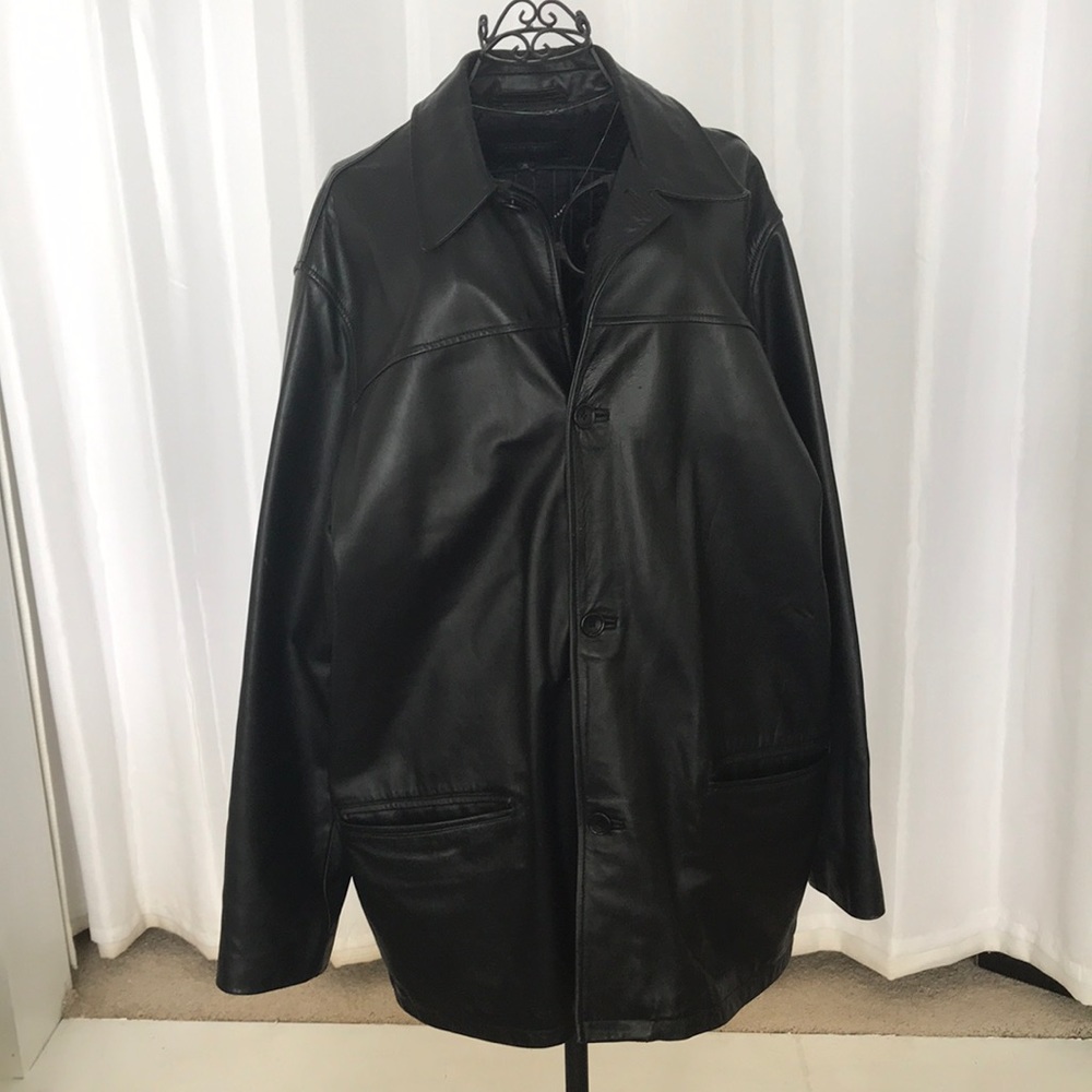 Banana republic men’s leather jacket button down